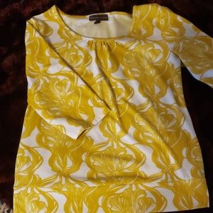 Dana Buchman Yellow 3/4 Sleeve Blouse